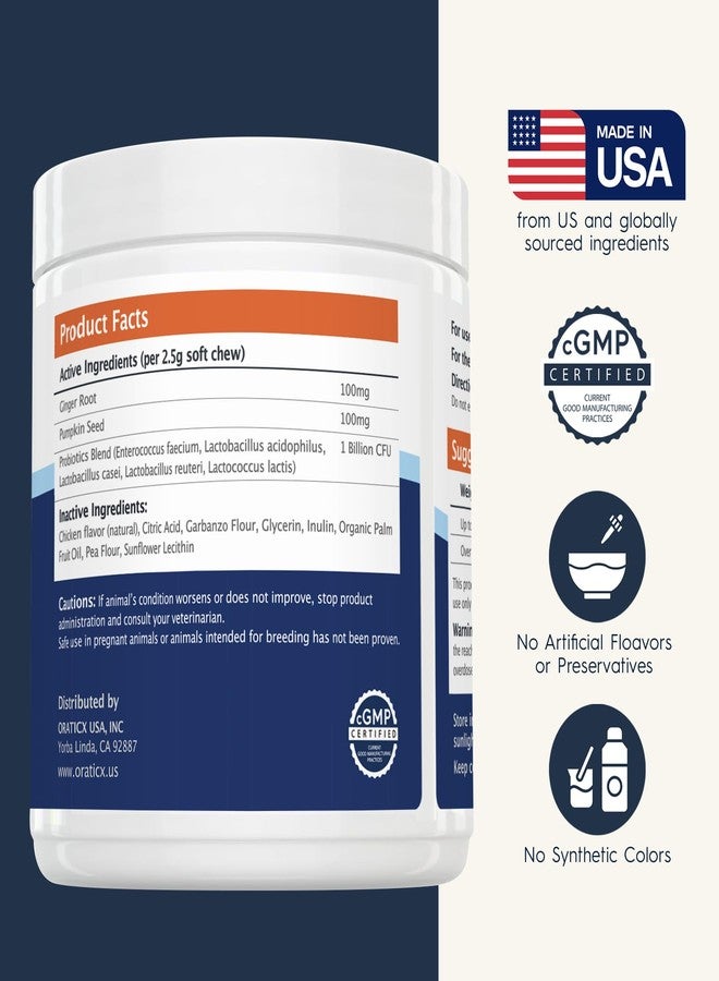 Oraticx PetBiome Probiotic Chew for Dogs - Supports Daily Digestive Health, Gut Balance, and Immune System - with Ginger Root, and Pumpkin Seed - Chicken Flavor, 90 Soft Chews - Image 5